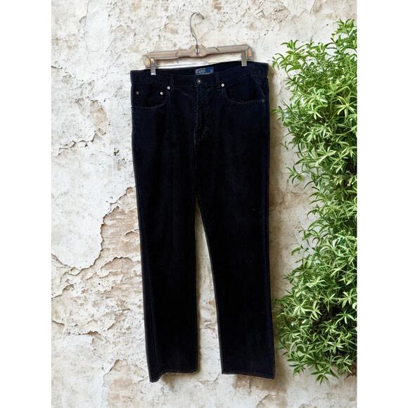 Polo Ralph Lauren Corduroy Pants Mens 34x34 Black Authentic Dungarees Vintage - Picture 2 of 10